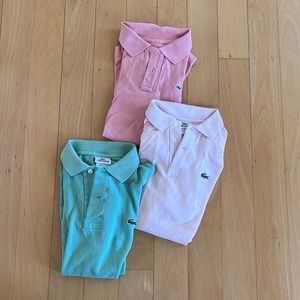 Three polos, Lacoste and Vineyard Vines